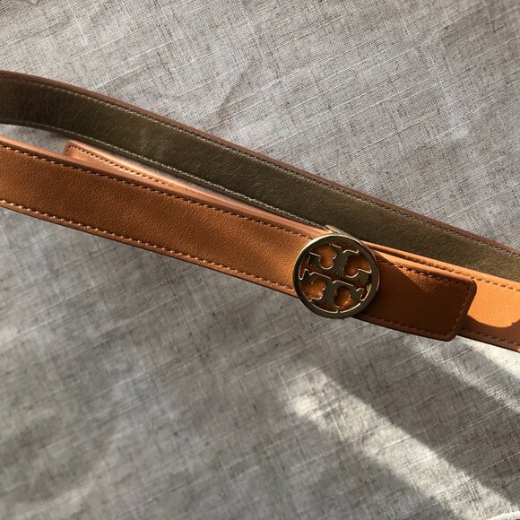 Tory Burch Gold + Camel Leather Belt - Picture 9 of 11